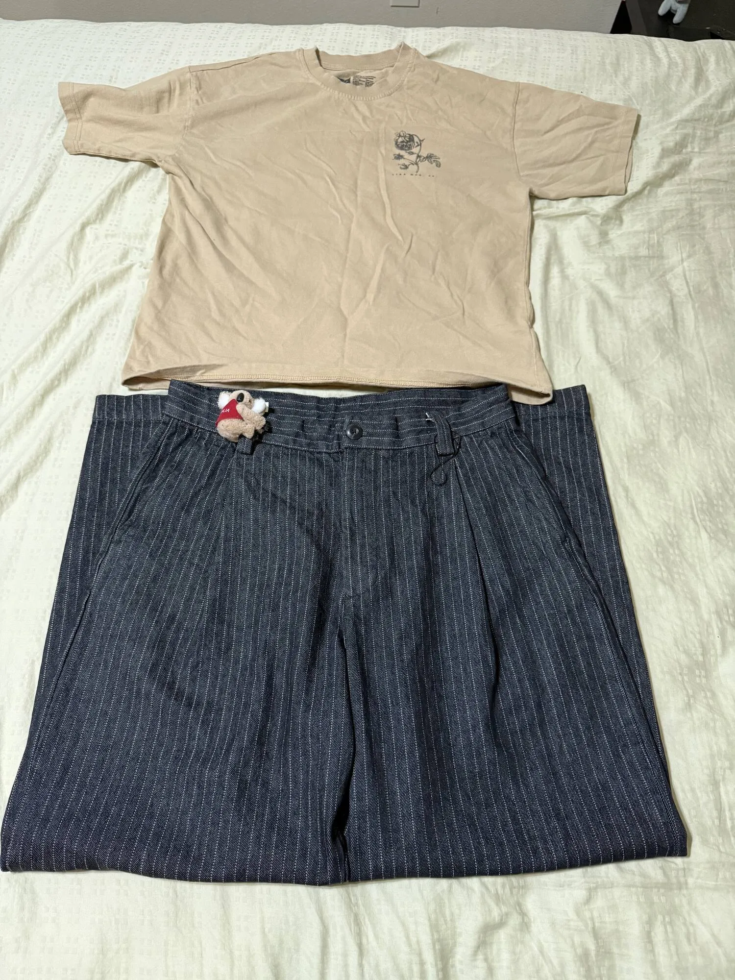 Zara Pinstripe Denim, Gifted T-Shirt from Uncle