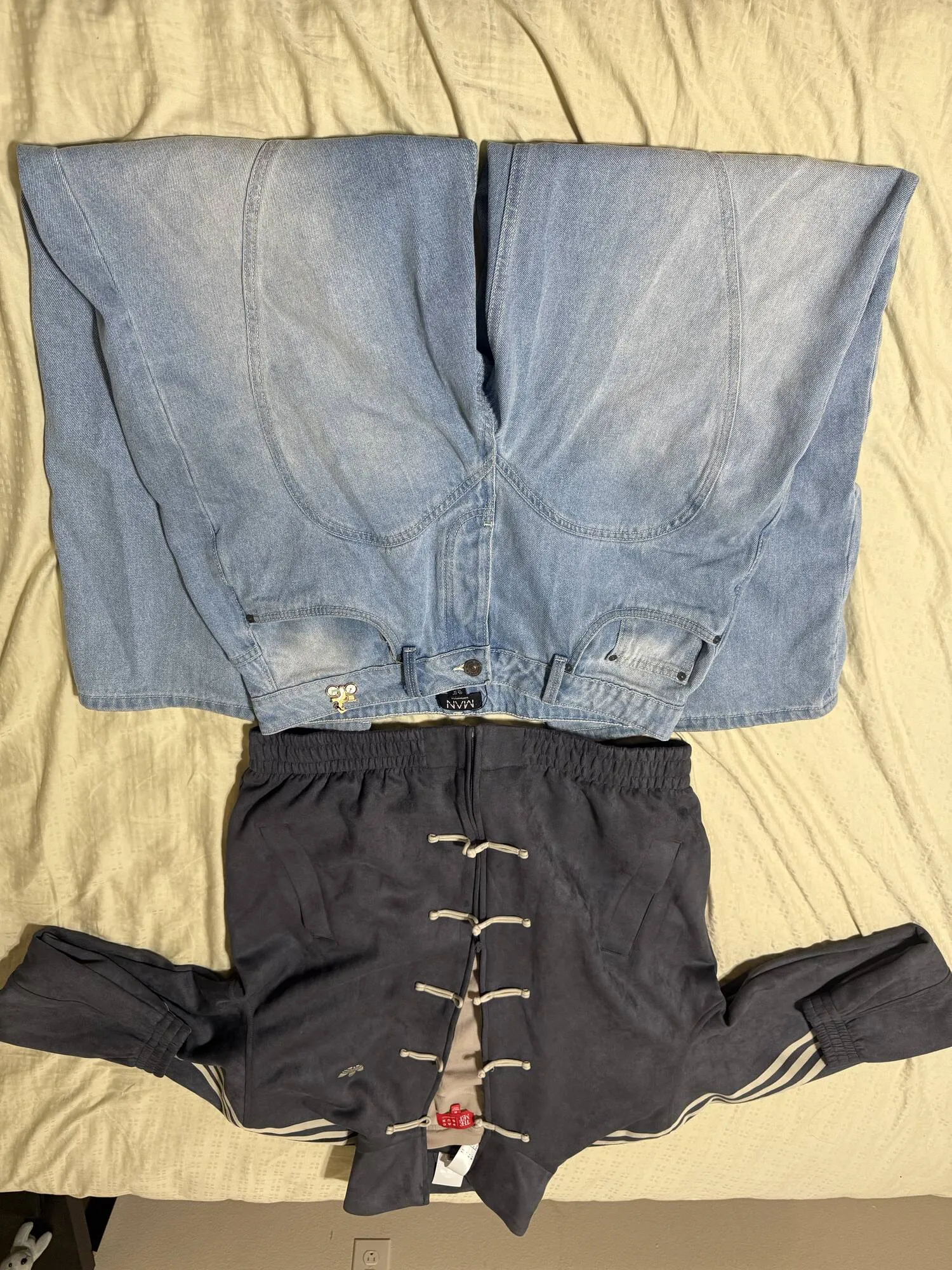 Upside Down Edition: Boohooman Heart Jeans, Pacsun T-Shirt, and Adidas Chinese New Year Jacket