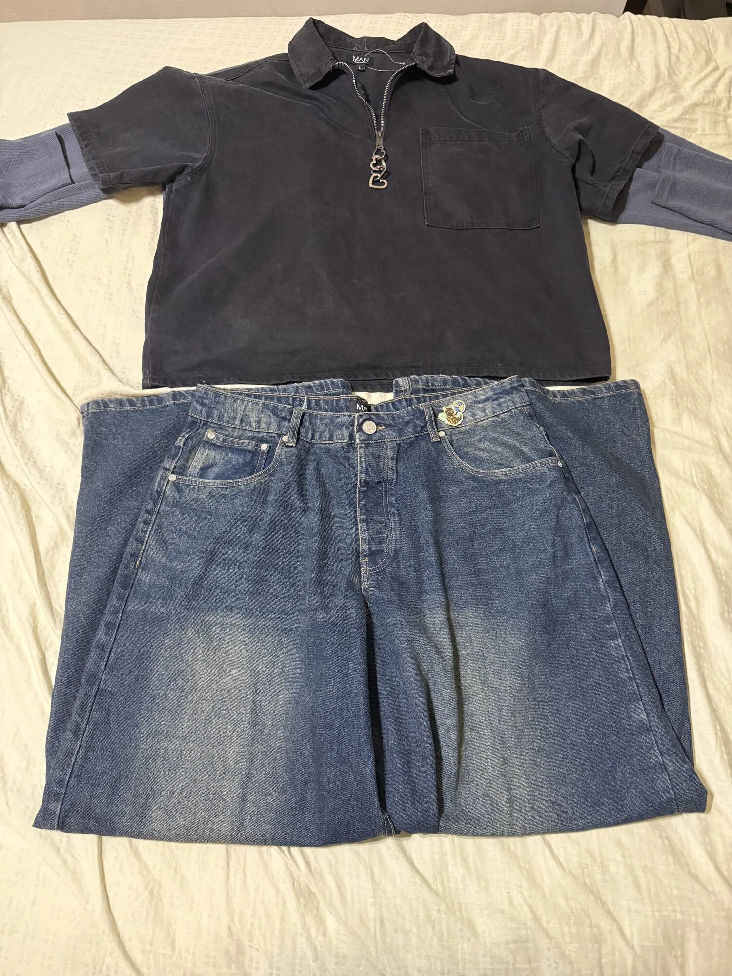Boohooman Baggy Jeans, Boohooman Longsleeve, Boohooman Denim Shirt