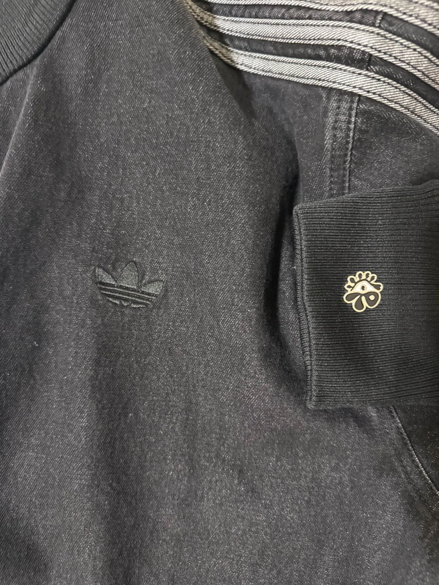 Boohooman Shadow Pants, Zara T-Shirt, Adidas Firebird Denim Jacket, view 3